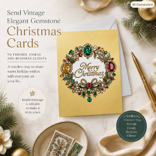 Elegant Holiday Wreath Christmas Greeting Card