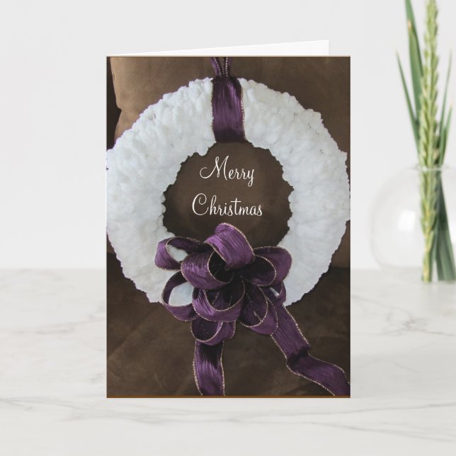 Elegant Holiday Wreath Greeting Card (Front)