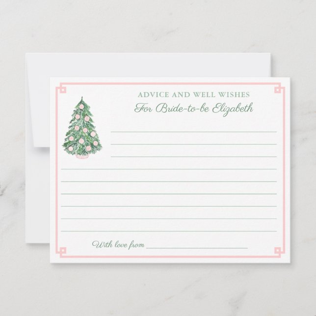 Elegant Holidays Pink Green Advice For Bride Card (Front)