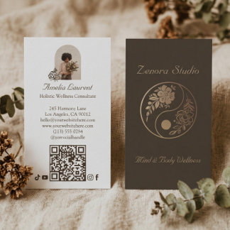 Elegant Holistic Yin Yang Spiritual Wellness Photo Business Card