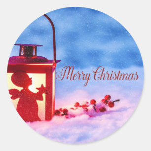 Elegant Holly Berries, Lamp Classic Round Sticker