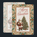 Elegant Holly Border Merry Christmas Greeting Holiday Card<br><div class="desc">Send timeless holiday warmth with this beautiful vintage-style Christmas card featuring a classic Victorian Santa Claus with sack and decorated tree, framed by an ornate holly, berry, and gold border. Perfect for traditional Christmas greetings, family updates, corporate holiday cards, or anyone who loves nostalgic elegance. Premium cardstock with rich colors...</div>
