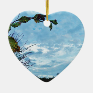 Elegant Holly Christmas,  blue sky Ceramic Tree Decoration