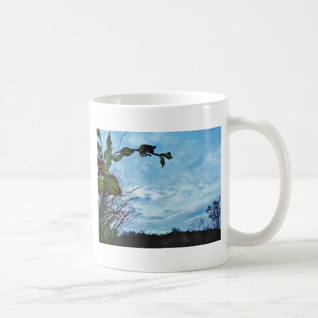 Elegant Holly Christmas,  blue sky Coffee Mug (Right)