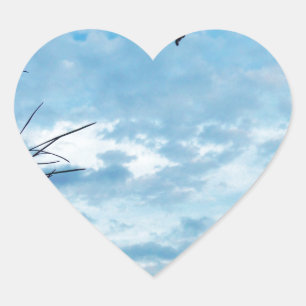 Elegant Holly Christmas, blue sky Heart Sticker