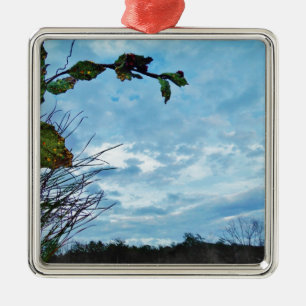 Elegant Holly Christmas,  blue sky Metal Tree Decoration