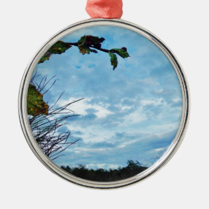 Elegant Holly Christmas,  blue sky Metal Tree Decoration