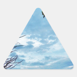 Elegant Holly Christmas, blue sky Triangle Sticker
