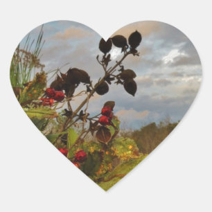 Elegant Holly Christmas, Heart Sticker