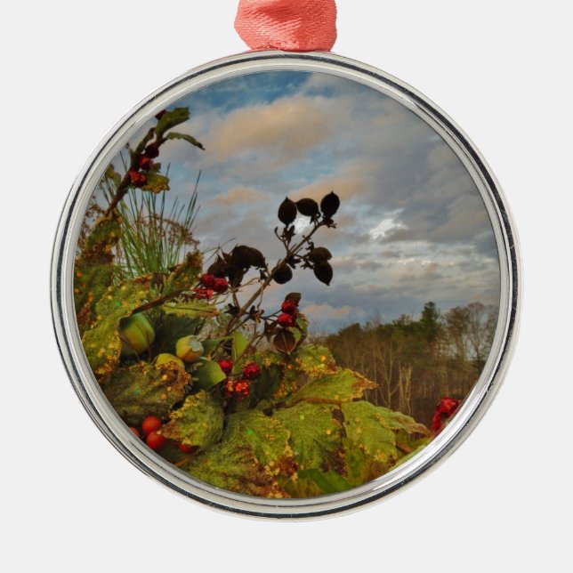 Elegant Holly Christmas, Metal Tree Decoration (Front)