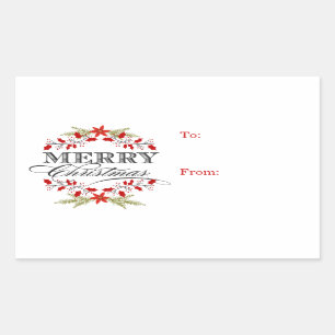 Elegant Holly Christmas Typography Gift Tags