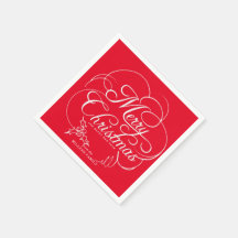 Elegant Holly Merry Christmas Red