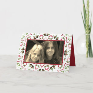 Elegant Holly Pinecone Mandala Classic 1 Photo Card