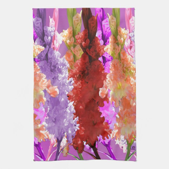 Elegant Hollyhock Flowers, Tea Towel (Vertical)