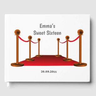 Elegant Hollywood Red Carpet 16th Any Age Birthday Guest Book