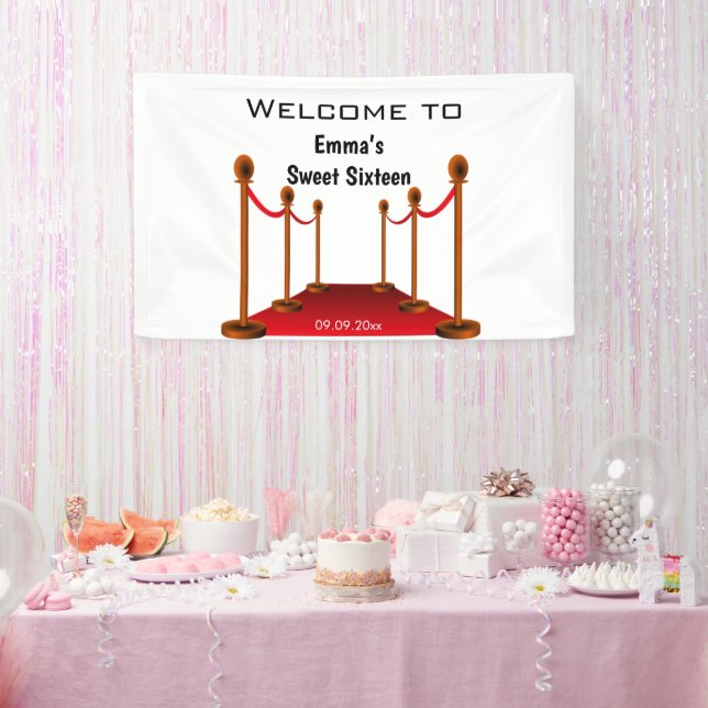 Elegant Hollywood Red Carpet Sweet 16th Birthday  Banner (Party)