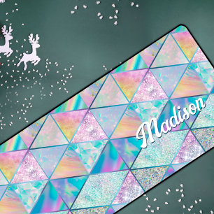 Elegant hologram girly colorful desk mat