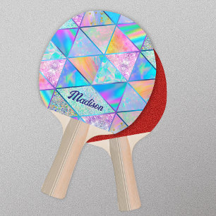 Elegant hologram girly colourful sketchbook ping pong paddle