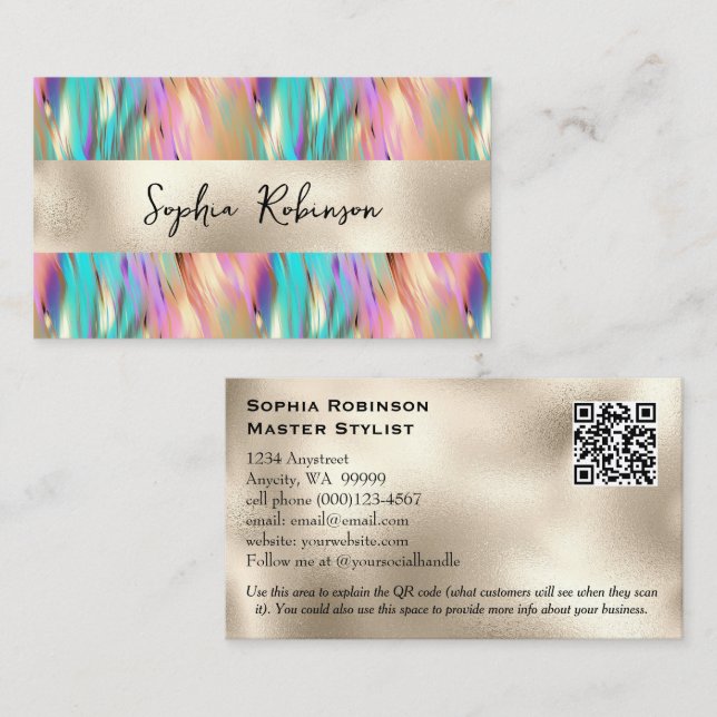 Elegant Holographic and Pearl Foil Business Card (Front/Back)