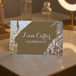 Elegant Holographic Brush Personalised Name Card