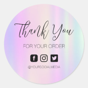 Elegant Holographic Business Thank You Classic Rou Classic Round Sticker
