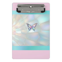 Elegant Holographic Butterfly Mini Clipboard