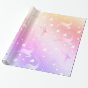 Elegant holographic Christmas reindeer pattern Wrapping Paper
