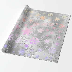 Elegant Holographic Christmas Snowflake Pattern Wrapping Paper