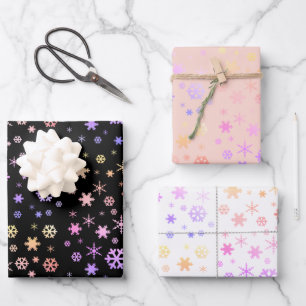 Elegant Holographic Christmas Snowflake Pattern Wrapping Paper Sheet