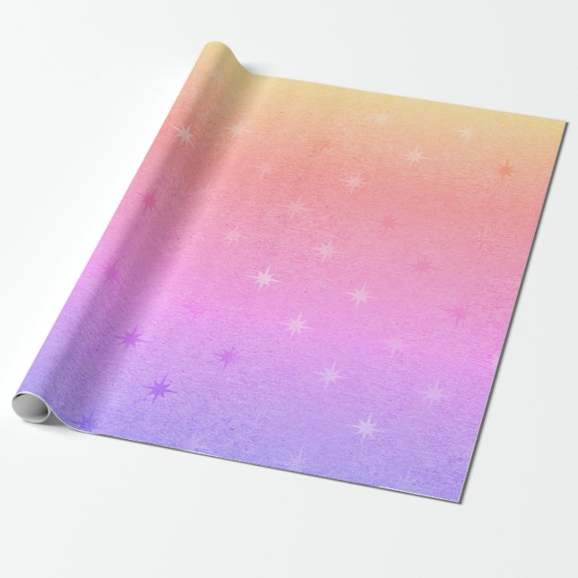 Elegant holographic Christmas star pattern Wrapping Paper (Unrolled)
