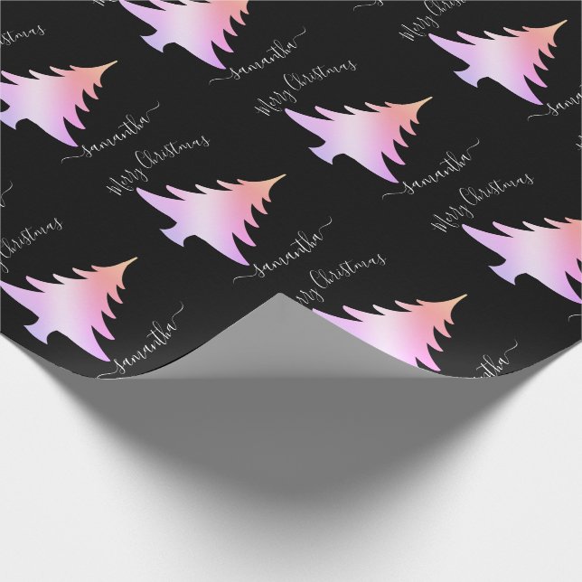 Elegant holographic Christmas tree pattern Wrapping Paper (Corner)