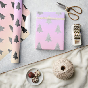 Elegant holographic Christmas tree pattern Wrapping Paper