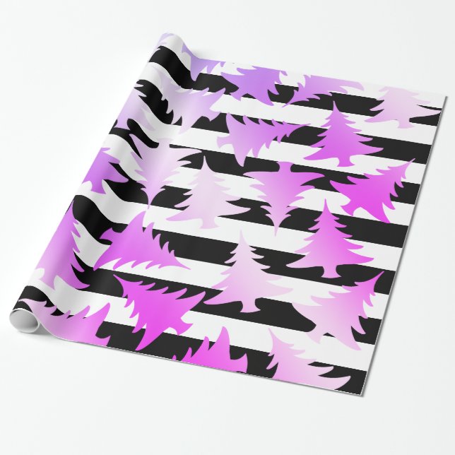 Elegant holographic Christmas tree pattern Wrapping Paper (Unrolled)