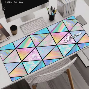 Elegant holographic colourful desk mat
