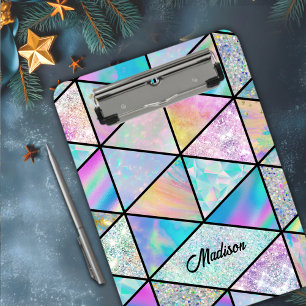 Elegant holographic colourful sketchbook  clipboard