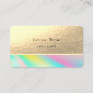 Elegant Holographic Faux Gold,Pearls Business Card