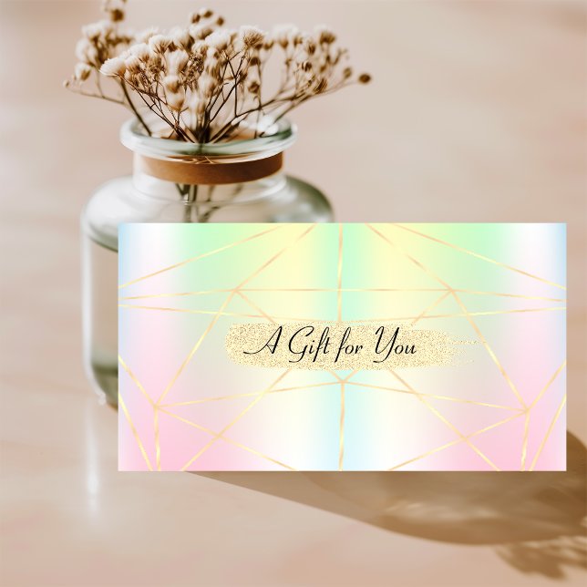 Elegant Holographic Geometric, Stripes Discount Card (Creator Uploaded)