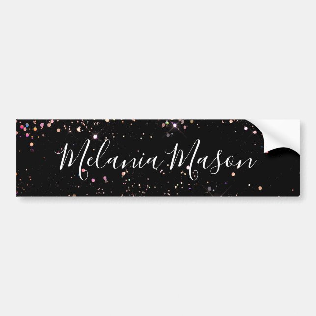 Elegant Holographic Glitter Black Business Bumper  Bumper Sticker (Front)