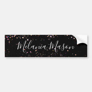 Elegant Holographic Glitter Black Business Bumper  Sticker