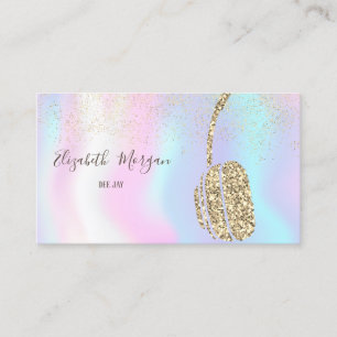 Elegant Holographic Glitter Headphone DJ, Confetti Business Card