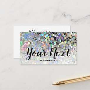 Elegant Holographic Glitter Makeup Artist Appointment Card
