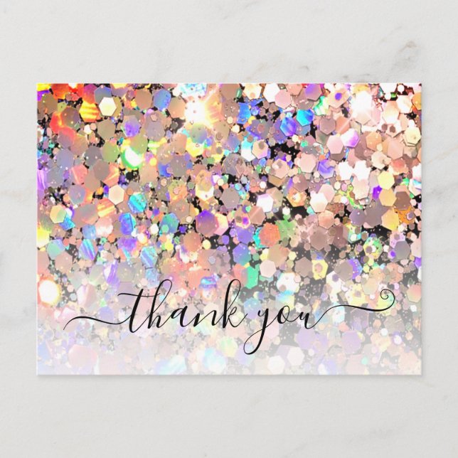 Elegant Holographic Glitter Makeup Artist Black  Postcard (Front)