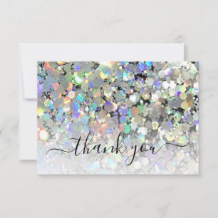Elegant Holographic Glitter Makeup Artist Black Thank You Card