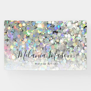 Elegant Holographic Glitter Makeup Artist Modern Banner