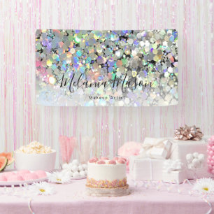 Elegant Holographic Glitter Makeup Artist Modern Banner