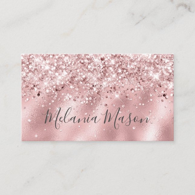 Elegant Holographic Glitter Makeup Artist Pink Business Card (Front)