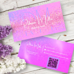 Elegant Holographic Iridescent Pink Business Card
