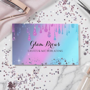 Elegant Holographic Lashes Beauty Salon Card