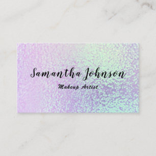 Elegant Holographic Minimalist Makeup Artist Business Card