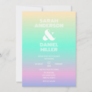 Elegant Holographic Ombre Gradient Wedding  Invitation